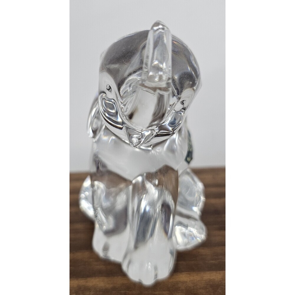 Lenox Fine Crystal Sitting Elephant Figure Paperweight 4" Trunk Up  Germany Vtg - Picture 2 of 8